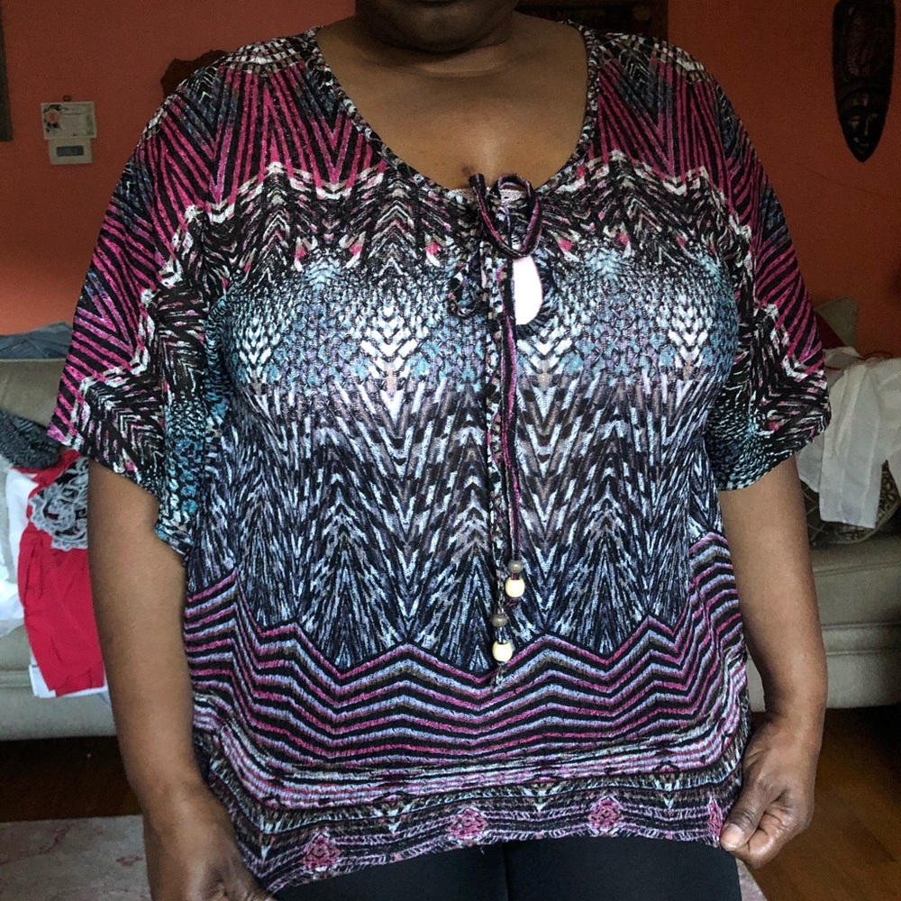 Thin Sheer Multi-Patterned Shirt - Picture 2 of 12